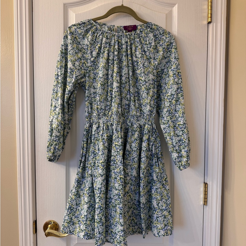 J Crew Small Palermo smocked-waist mini dress in Liberty Thorpe Hill fabric